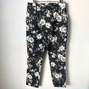 Jules and Leopold Women’s Black and White Floral Stretch Ankle Pants Size Medium